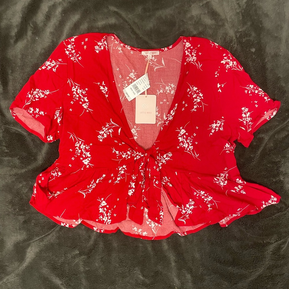 Lottie Moss brand from PacSun, red floral, crop top. Size medium